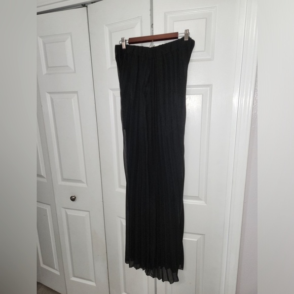 NWOT Palazzo Chiffon Pleated High Waist Pants, Wide-Leg Loose Maxi Fit, XL - Picture 4 of 15